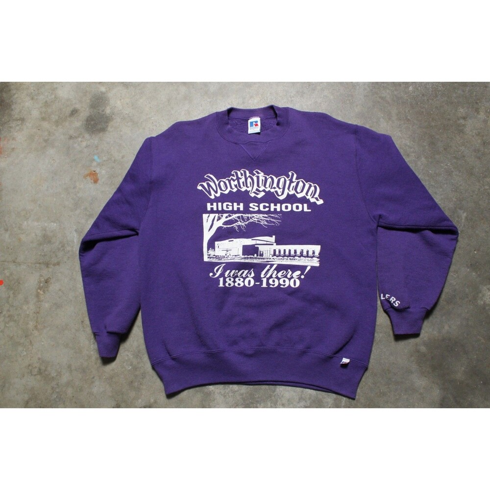 Vintage 1990 USA-Made Russell Athletic Worthington, IN High School Sweatshirt L